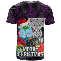 Guam Christmas T Shirt Santa Gift Latte Stone and Sea Turle Mix Hibiscus Chamorro Pink Style LT03