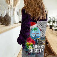 Guam Christmas Women Casual Shirt Santa Gift Latte Stone and Sea Turle Mix Hibiscus Chamorro Pink Style LT03