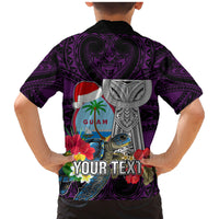 Custom Guam Christmas Family Matching Mermaid Dress and Hawaiian Shirt Santa Gift Latte Stone and Sea Turle Mix Hibiscus Chamorro Pink Style LT03