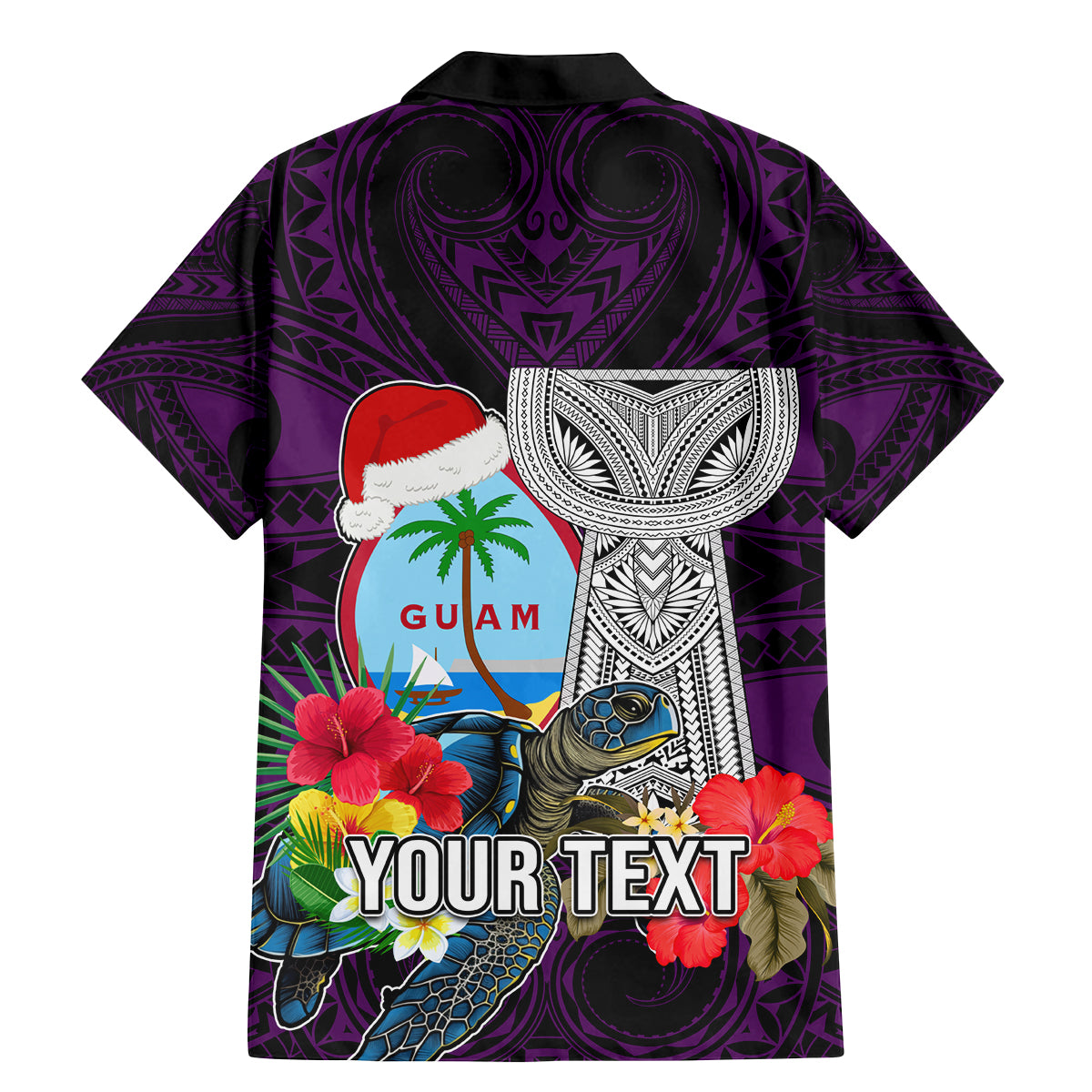 Custom Guam Christmas Family Matching Mermaid Dress and Hawaiian Shirt Santa Gift Latte Stone and Sea Turle Mix Hibiscus Chamorro Pink Style LT03