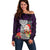 Custom Guam Christmas Off Shoulder Sweater Santa Gift Latte Stone and Sea Turle Mix Hibiscus Chamorro Pink Style LT03