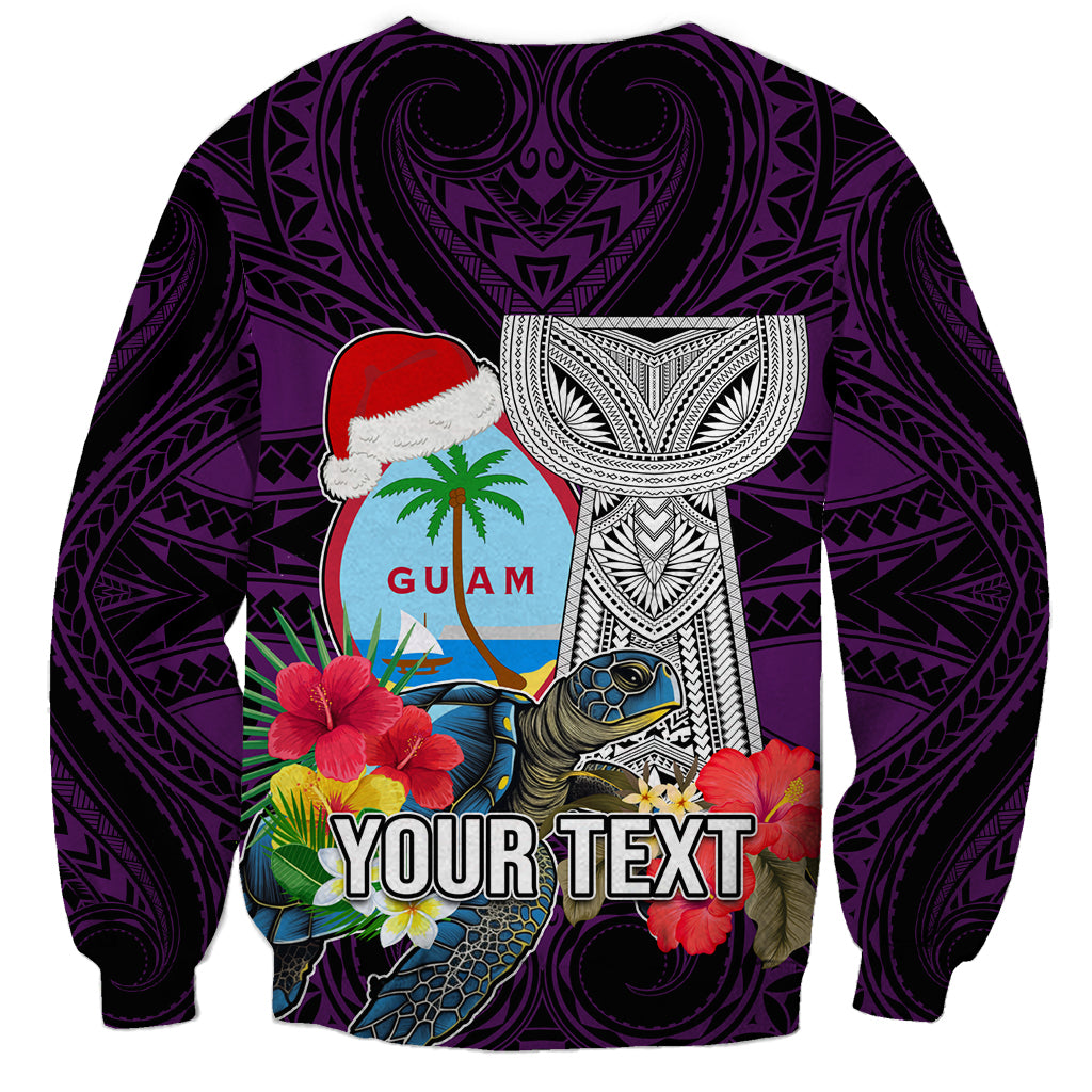 Custom Guam Christmas Sweatshirt Santa Gift Latte Stone and Sea Turle Mix Hibiscus Chamorro Pink Style LT03