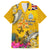 Niue Waitangi Family Matching Off Shoulder Long Sleeve Dress and Hawaiian Shirt Tropical Flower Tapa Pattern LT03 Dad's Shirt - Short Sleeve Yellow - Polynesian Pride