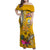 Niue Waitangi Family Matching Off Shoulder Maxi Dress and Hawaiian Shirt Tropical Flower Tapa Pattern LT03 Mom's Dress Yellow - Polynesian Pride