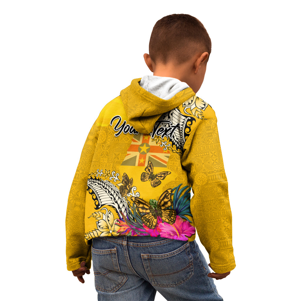 Niue Waitangi Kid Hoodie Tropical Flower Tapa Pattern LT03 - Polynesian Pride