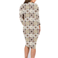 Tukenny Pattern Fijian War Clubs Family Matching Long Sleeve Bodycon Dress and Hawaiian Shirt LT03 - Polynesian Pride