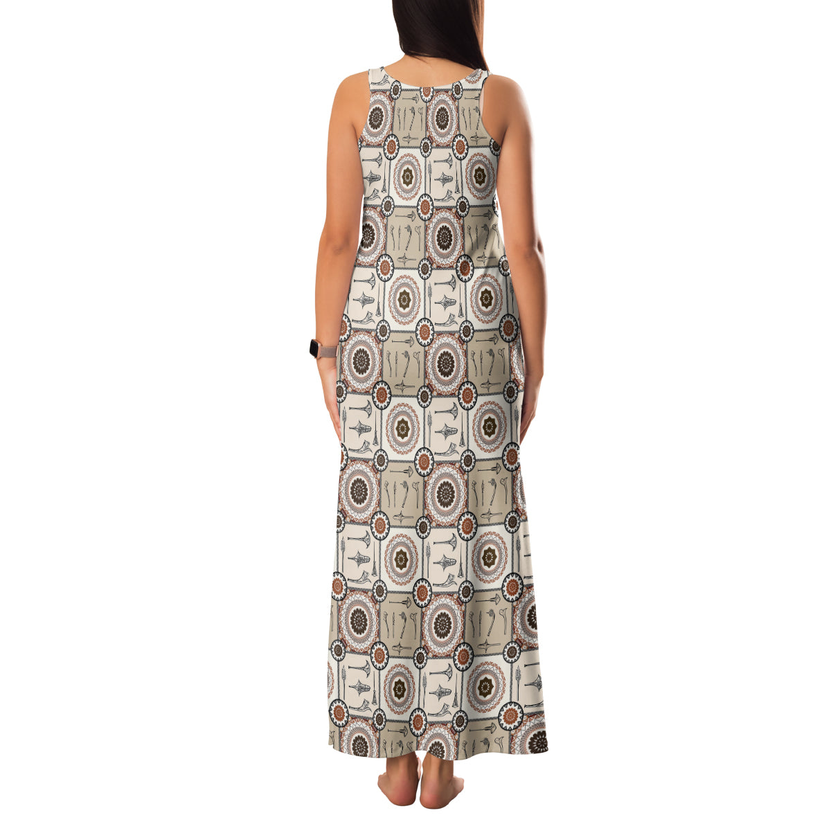 Tukenny Pattern Fijian War Clubs Family Matching Tank Maxi Dress and Hawaiian Shirt LT03 - Polynesian Pride
