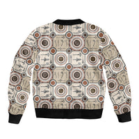 Tukenny Pattern Fijian War Clubs Sleeve Zip Bomber Jacket LT03 - Polynesian Pride