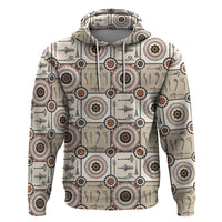 Tukenny Pattern Fijian War Clubs Zip Hoodie LT03 Pullover Hoodie Beige - Polynesian Pride