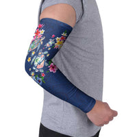 Hawaiian Turtles and Tropical Plants Arm Sleeves Blue Watercolor