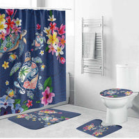 Hawaiian Turtles and Tropical Plants Bathroom Set Blue Watercolor