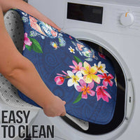 Hawaiian Turtles and Tropical Plants Bathroom Set Blue Watercolor