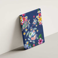 Hawaiian Turtles and Tropical Plants Canvas Wall Art Blue Watercolor