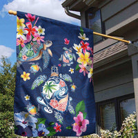 Hawaiian Turtles and Tropical Plants Garden Flag Blue Watercolor LT03 - Polynesian Pride