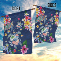 Hawaiian Turtles and Tropical Plants Garden Flag Blue Watercolor LT03 - Polynesian Pride