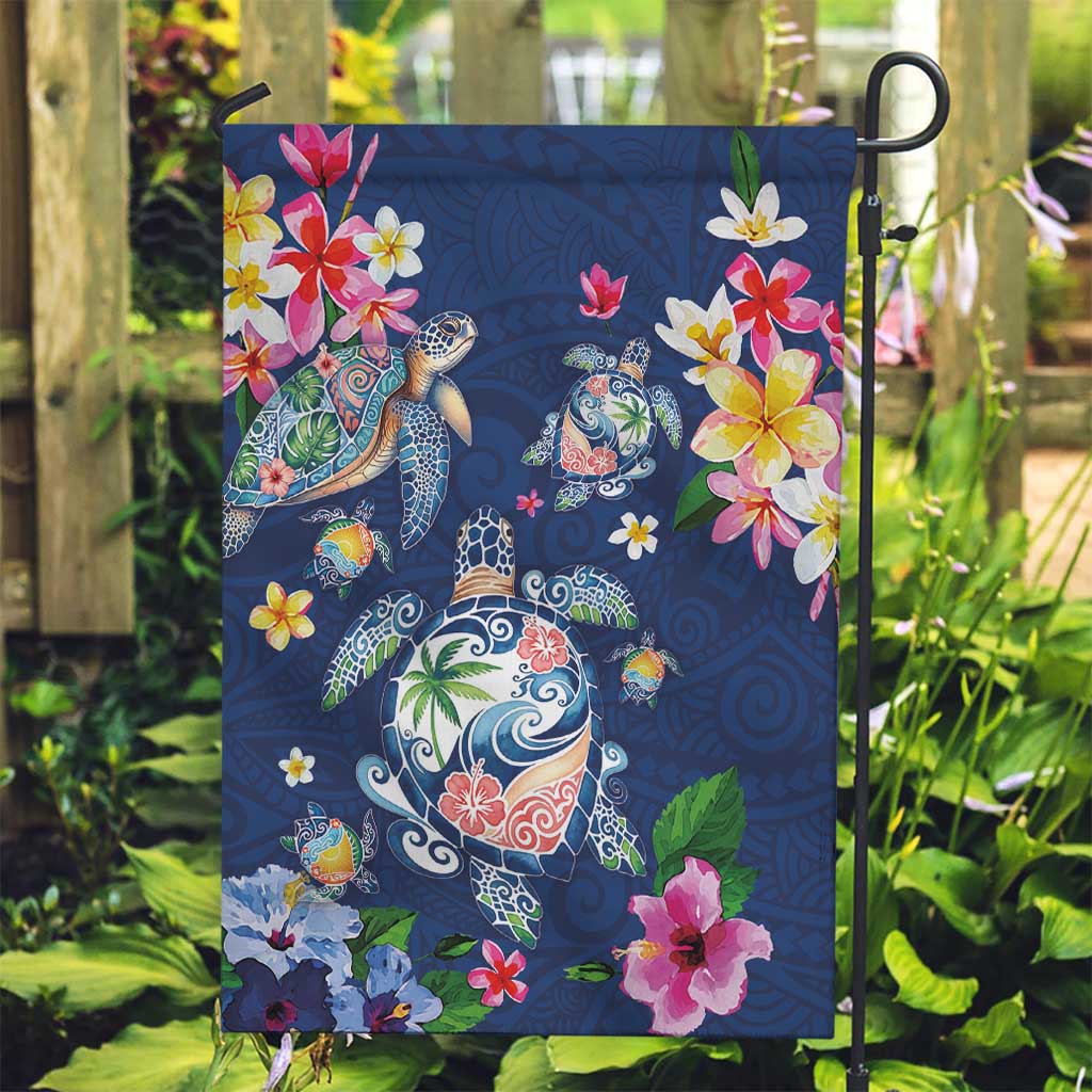 Hawaiian Turtles and Tropical Plants Garden Flag Blue Watercolor LT03 Garden Flag Blue - Polynesian Pride