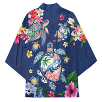 Hawaiian Turtles and Tropical Plants Kimono Blue Watercolor