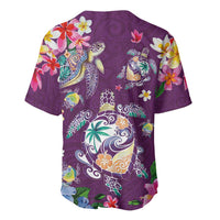 Hawaiian Turtles and Tropical Plants Baseball Jersey Purple Watercolor