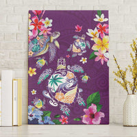 Hawaiian Turtles and Tropical Plants Canvas Wall Art Purple Watercolor LT03 Without Frame Purple - Polynesian Pride