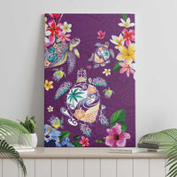 Hawaiian Turtles and Tropical Plants Canvas Wall Art Purple Watercolor LT03 - Polynesian Pride