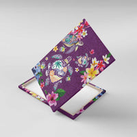 Hawaiian Turtles and Tropical Plants Canvas Wall Art Purple Watercolor LT03 With Frame Purple - Polynesian Pride