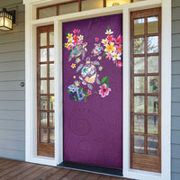 Hawaiian Turtles and Tropical Plants Door Cover Purple Watercolor