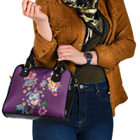 Hawaiian Turtles and Tropical Plants Shoulder Handbag Purple Watercolor