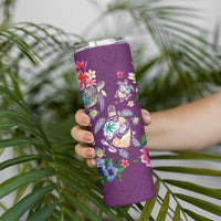 Hawaiian Turtles and Tropical Plants Skinny Tumbler Purple Watercolor LT03 - Polynesian Pride