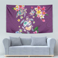 Hawaiian Turtles and Tropical Plants Tapestry Purple Watercolor LT03 - Polynesian Pride