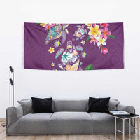 Hawaiian Turtles and Tropical Plants Tapestry Purple Watercolor LT03 - Polynesian Pride