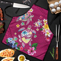 Hawaiian Turtles and Tropical Plants Apron Pink Watercolor