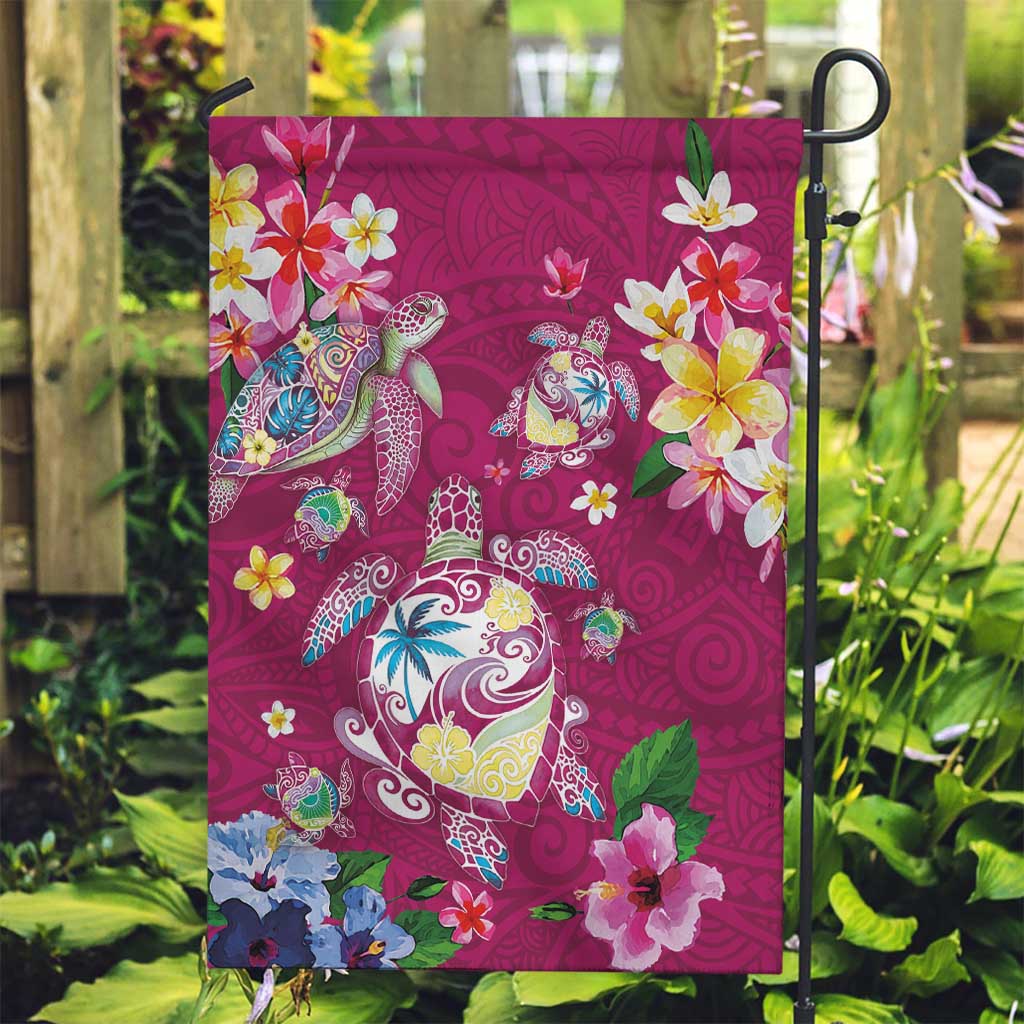 Hawaiian Turtles and Tropical Plants Garden Flag Pink Watercolor LT03 Garden Flag Pink - Polynesian Pride