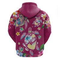 Hawaiian Turtles and Tropical Plants Hoodie Pink Watercolor LT03 - Polynesian Pride