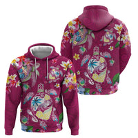 Hawaiian Turtles and Tropical Plants Hoodie Pink Watercolor LT03 - Polynesian Pride
