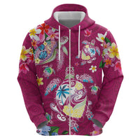 Hawaiian Turtles and Tropical Plants Hoodie Pink Watercolor LT03 - Polynesian Pride