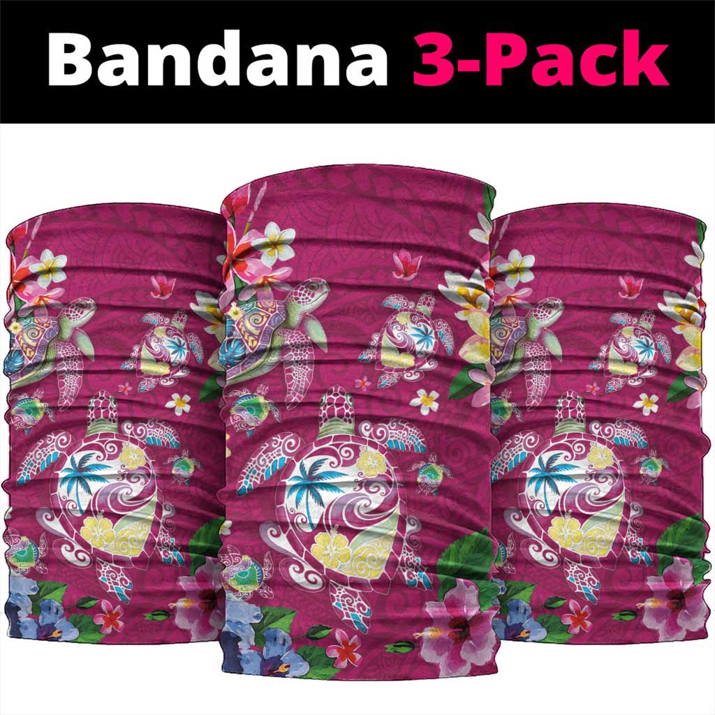 Hawaiian Turtles and Tropical Plants Neck Gaiter Pink Watercolor LT03 package One Size: 25*50cm Pink - Polynesian Pride