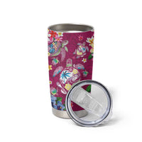 Hawaiian Turtles and Tropical Plants Tumbler Cup Pink Watercolor