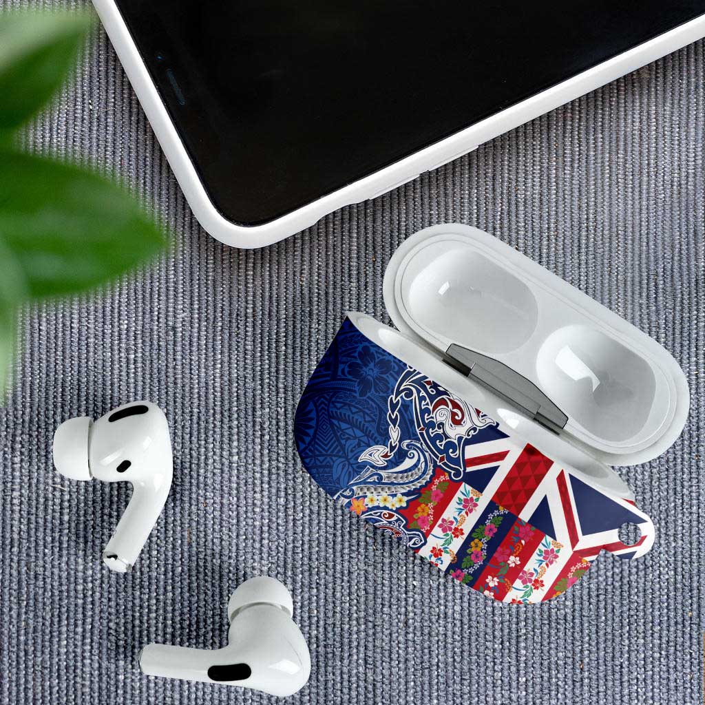 Hawaiian Manta Ray and Turtle Tribal Tattoo AirPods Case With Hawaii Flag and Flowers LT03 - Polynesian Pride