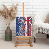 Hawaiian Manta Ray and Turtle Tribal Tattoo Canvas Wall Art With Hawaii Flag and Flowers LT03 - Polynesian Pride