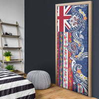 Hawaiian Manta Ray and Turtle Tribal Tattoo Door Cover With Hawaii Flag and Flowers LT03 - Polynesian Pride