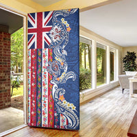 Hawaiian Manta Ray and Turtle Tribal Tattoo Door Cover With Hawaii Flag and Flowers LT03 - Polynesian Pride