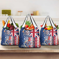 Hawaiian Manta Ray and Turtle Tribal Tattoo Grocery Bag With Hawaii Flag and Flowers LT03 3-pack One Size Multicolor - Polynesian Pride
