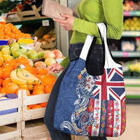 Hawaiian Manta Ray and Turtle Tribal Tattoo Grocery Bag With Hawaii Flag and Flowers LT03 - Polynesian Pride