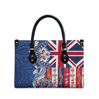 Hawaiian Manta Ray and Turtle Tribal Tattoo Leather Bag With Hawaii Flag and Flowers LT03 - Polynesian Pride