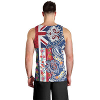 Hawaiian Manta Ray and Turtle Tribal Tattoo Men Tank Top With Hawaii Flag and Flowers LT03 - Polynesian Pride