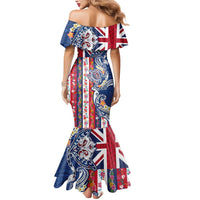 Hawaiian Manta Ray and Turtle Tribal Tattoo Mermaid Dress With Hawaii Flag and Flowers LT03 - Polynesian Pride