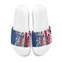 Hawaiian Manta Ray and Turtle Tribal Tattoo Slide Sandals With Hawaii Flag and Flowers LT03 Multicolor - Polynesian Pride
