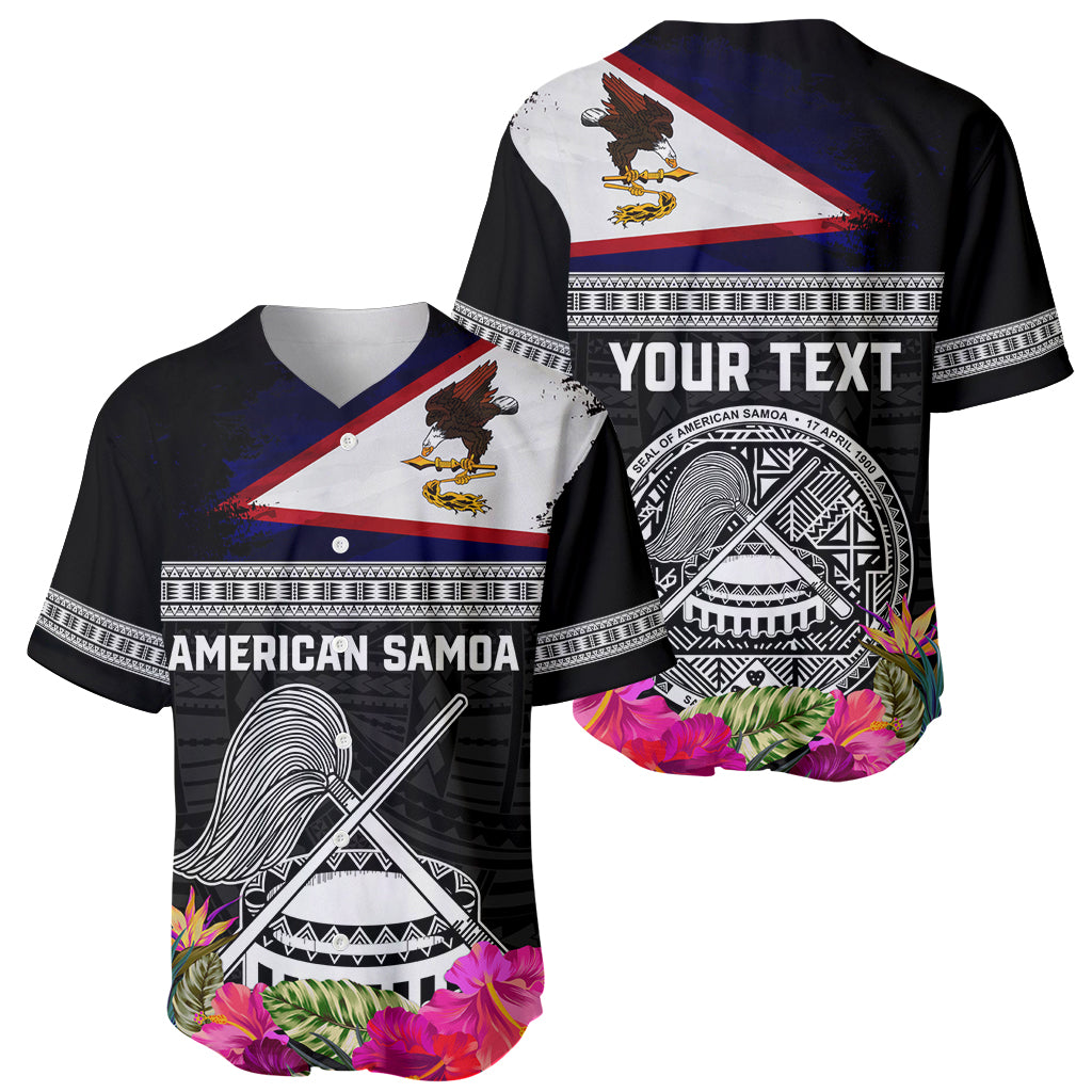 Personalized American Samoa Flag Day Baseball Jersey Tanoa and Fue mix Hibiscus Flower Polynesian Pattern LT03 - Polynesian Pride