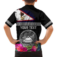 Personalized American Samoa Flag Day Family Matching Off Shoulder Short Dress and Hawaiian Shirt Tanoa and Fue mix Hibiscus Flower Polynesian Pattern