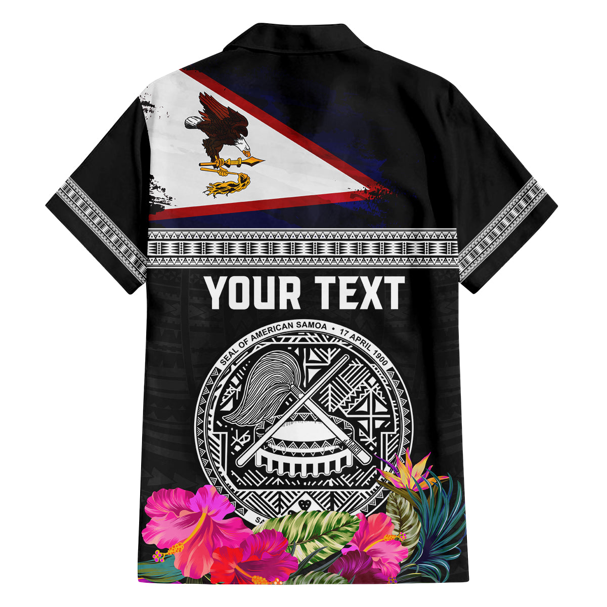 Personalized American Samoa Flag Day Family Matching Off Shoulder Short Dress and Hawaiian Shirt Tanoa and Fue mix Hibiscus Flower Polynesian Pattern